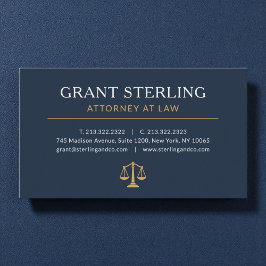 Navy Blue Gold Lawyer Attorney at Law Luxury Visitenkarte