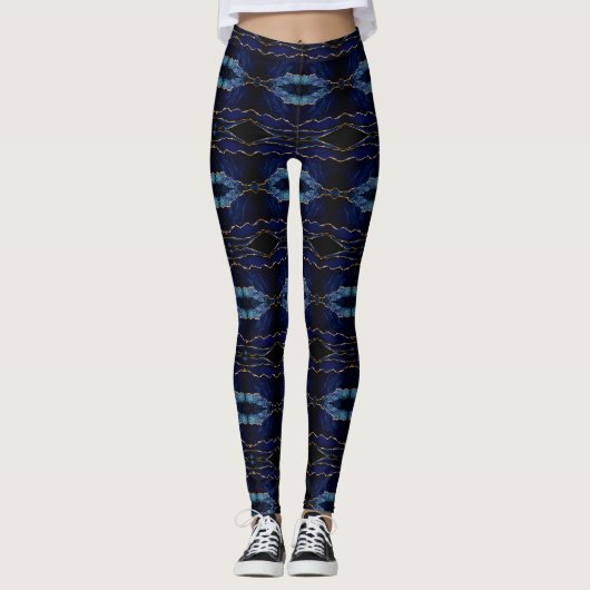Navy Blue Gold Leggings (Vorderseite)