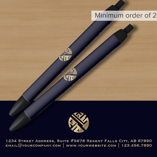 Navy Blue Gold Logo Marketing Pen Kugelschreiber