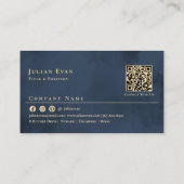 Navy Blue Gold Luxury Monogram Business Card Visitenkarte (Rückseite)
