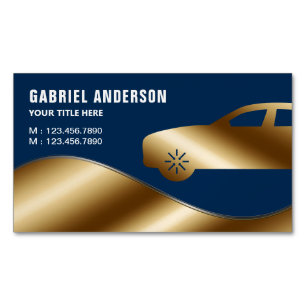 Navy Blue Gold Luxus Mietwagen Chauffeur Magnetische Visitenkarte