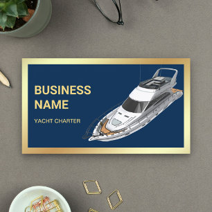 Navy Blue Gold Luxusyacht Charter Visitenkarte