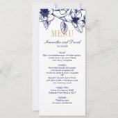 Navy Blue Gold Magnolia Blume Hochzeitsessen Einladung (Vorderseite)