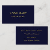 Navy Blue Gold Makeup Artist Minimal Modern Visitenkarte (Vorne/Hinten)