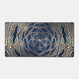 Navy Blue & Gold Mandala Luxury Reiki Yoga Studio Schreibtischunterlage
