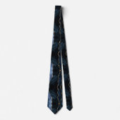 Navy Blue Gold Marble Neck Tie Krawatte (Vorderseite)