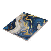Navy Blue Gold Marble Swirls Fliese (Seite)