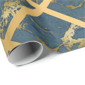 NAVY BLUE GOLD MARBLE WEDING WRAP WRAPPING PAPIER GESCHENKPAPIER (Rolleneckpunkt)