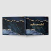 Navy Blue Gold Marmor Agate Graduation Party Gästebuch (Voll)