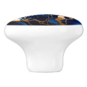 Navy Blue Gold Marmor Alkohol Tinte Abstrakt Keramikknauf (Seitenansicht)