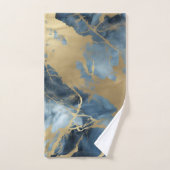 Navy Blue Gold Marmor Badhandtuch Set (Handtuch)