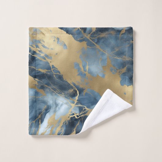 Navy Blue Gold Marmor Badhandtuch Set (Waschlappen)