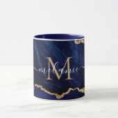 Navy Blue Gold Marmor Benutzerdefiniert Ihre Lette Tasse (Zentrum)