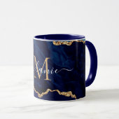 Navy Blue Gold Marmor Benutzerdefiniert Ihre Lette Tasse (VorderseiteRechts)