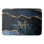 Navy Blue Gold Marmor benutzerdefinierte Buchstabe Badematte (Vorderseite)