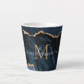 Navy Blue Gold Marmor benutzerdefinierte Buchstabe Milchtasse (Vorderseite)