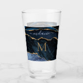 Navy Blue Gold Marmor Custom Letter Name Glass Glas (Vorderseite)