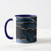 Navy Blue Gold Marmor Custom Letter Name Tasse Ges (Links)