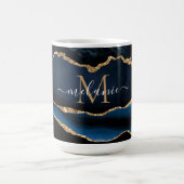 Navy Blue Gold Marmor Custom Letter Name Tasse Ges (Mittel)