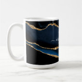 Navy Blue Gold Marmor Custom Letter Name Tasse Ges (Links)