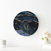 Navy Blue Gold Marmor Custom Letter Wall Uhr (Zuhause)