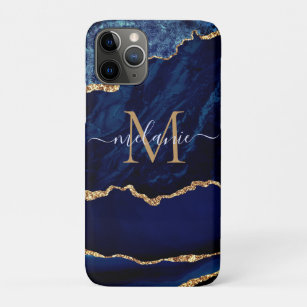 Navy Blue Gold Marmor Ihr Letter Name iPhone Fall Case-Mate iPhone Hülle