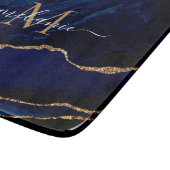 Navy Blue Gold Marmor Ihr Name Cutting Board Schneidebrett (Ecke)