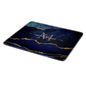 Navy Blue Gold Marmor Ihr Name Cutting Board Schneidebrett (Ecke)