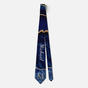 Navy Blue Gold Marmor kundenspezifischer Letter Yo Krawatte