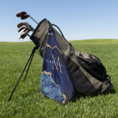 Navy Blue Gold Marmor Monogram Name Golf Handtuch (Gras)