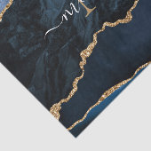 Navy Blue Gold Marmor Monogram Name Tissue Paper Seidenpapier (Ausschnitt)