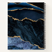 Navy Blue Gold Marmor Notebook Individuelle Name L Notizblock (Rückseite)