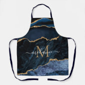 Navy Blue Gold Marmor Schürze benutzerdefinierten  (Vorderseite)