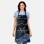 Navy Blue Gold Marmor Schürze benutzerdefinierten  (Getragen)