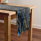 Navy Blue Gold Marmor Table Runner Personalisiert Kurzer Tischläufer (Beispiel)
