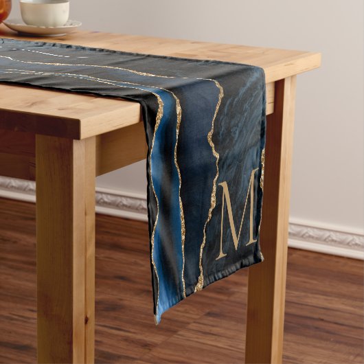 Navy Blue Gold Marmor Table Runner Personalisiert Kurzer Tischläufer (Beispiel)