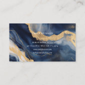 Navy Blue Gold Marmor Visitenkarte (Rückseite)