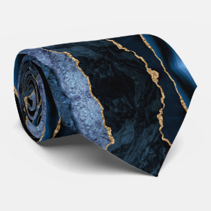 Navy-Blue Gold Marmorierte Krawatte