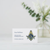 Navy Blue Gold Masonic Business Cards | Freimaurer Visitenkarte (Stehend Vorderseite)