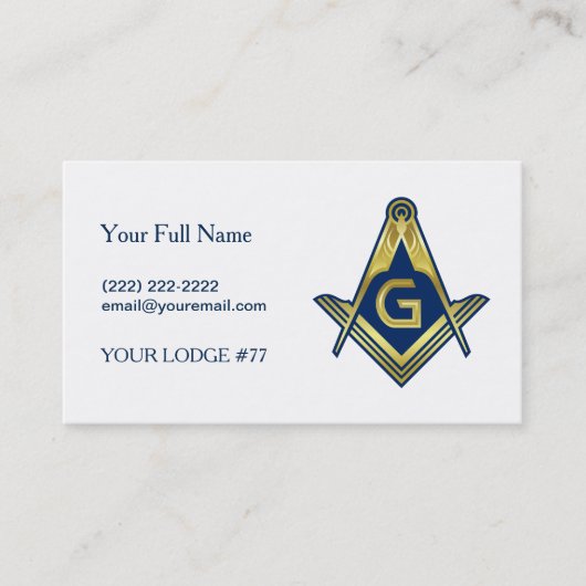Navy Blue Gold Masonic Business Cards | Freimaurer Visitenkarte (Vorderseite)