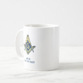Navy Blue Gold Masonic Tasse | Freemason Zuhause G (Vorderseite Links)
