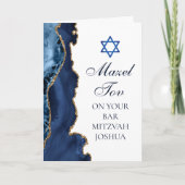 Navy Blue Gold Mazel Tov Custom Bar Mitzvah Karte (Vorderseite)