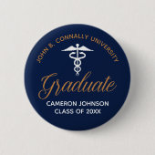 Navy Blue Gold Medical School Abschluss Keepake Button (Vorderseite)