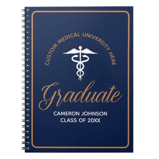 Navy Blue Gold Medical School Abschluss Keepake Notizblock (Vorderseite)