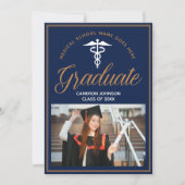 Navy Blue Gold Medical School Foto Abschluss Ankündigung (Vorderseite)