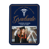 Navy Blue Gold Medical School Foto Abschluss Magnet (Vertikal)