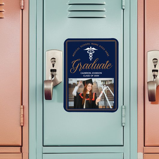 Navy Blue Gold Medical School Foto Abschluss Magnet