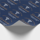 Navy Blue Gold Medical School Graduation Party Geschenkpapier (Ecke)