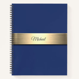 Navy Blue Gold Metal Monogram Notizblock