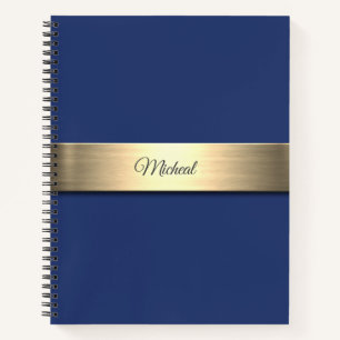 Navy Blue Gold Metal Monogram Notizblock